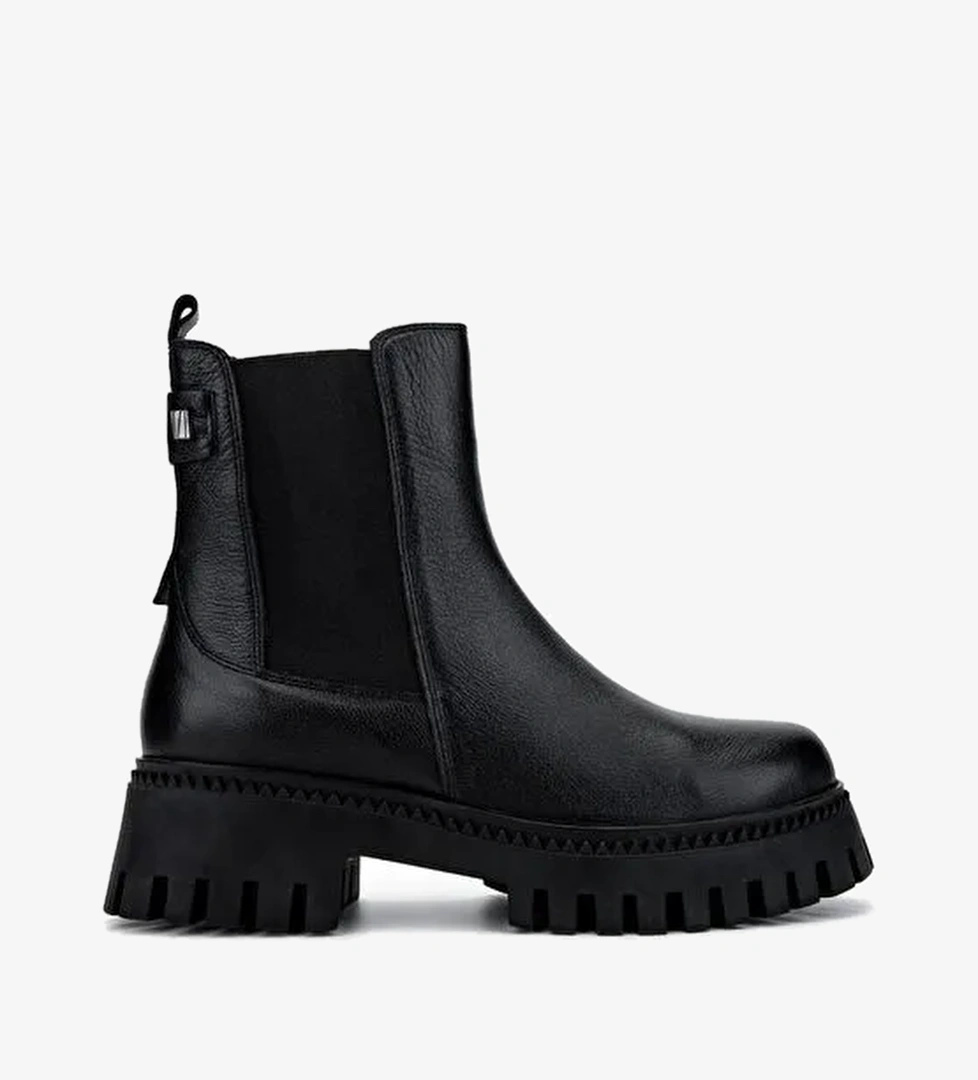 Valmenti Kadın Hakiki Deri Siyah Floter Casual Bot - Görsel 1