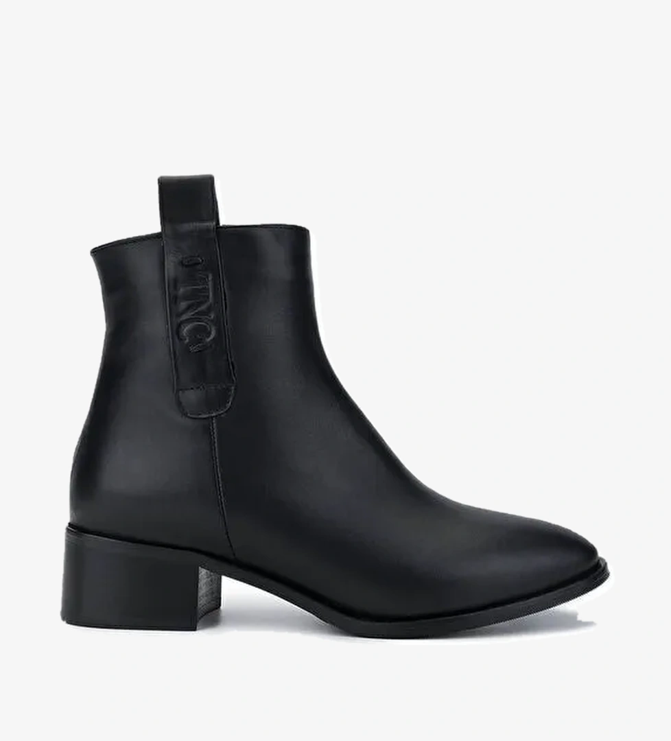 Tamer Tanca Kadın Hakiki Deri Siyah Deri Topuklu Bot - Görsel 1