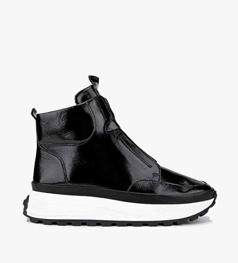 Tamer Tanca Kadın Hakiki Deri Siyah Rugan Casual Bot - Görsel 1