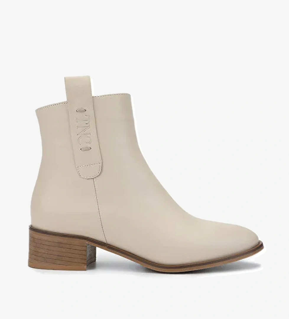 Tamer Tanca Kadın Hakiki Deri Bej Topuklu Bot - Görsel 1