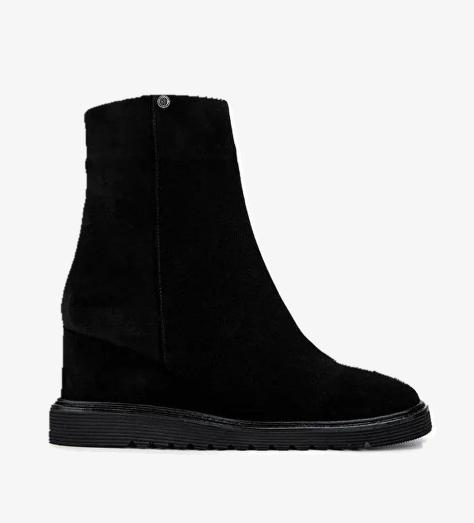 Tamer Tanca Kadın Hakiki Deri Siyah Süet Casual Bot - Görsel 1