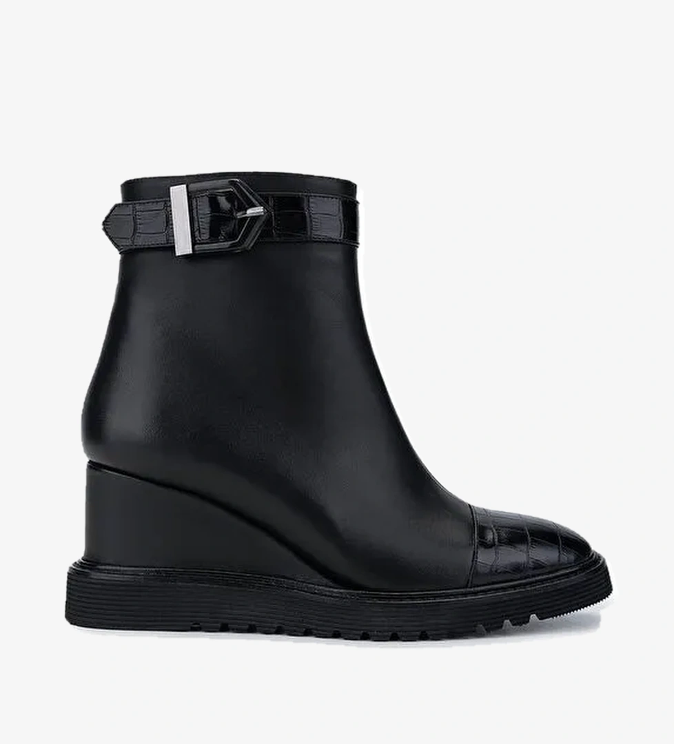 Tamer Tanca Kadın Hakiki Deri Siyah Deri Casual Bot - Görsel 1