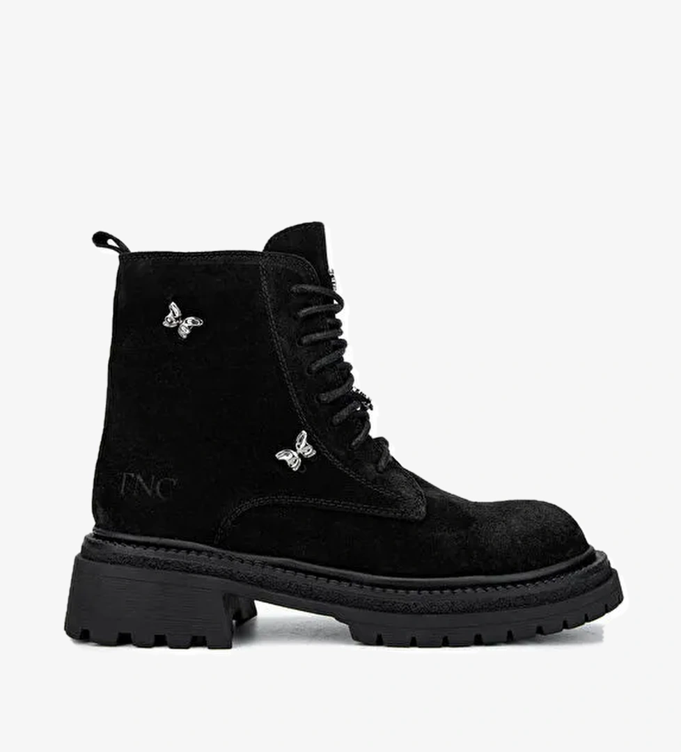 Tamer Tanca Kadın Hakiki Deri Siyah Süet Casual Bot - Görsel 1