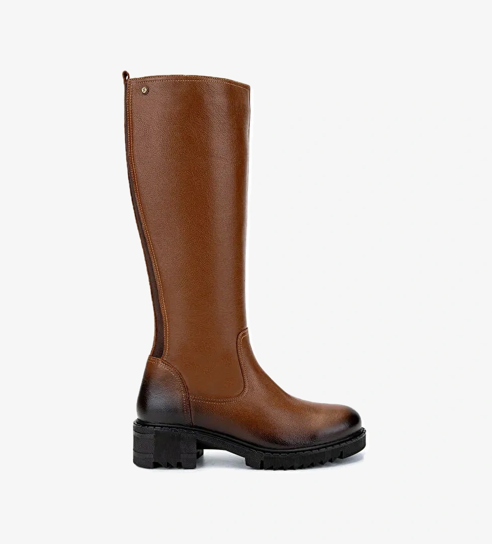 Tamer Tanca Kadın Hakiki Deri Taba Casual Çizme - Görsel 1