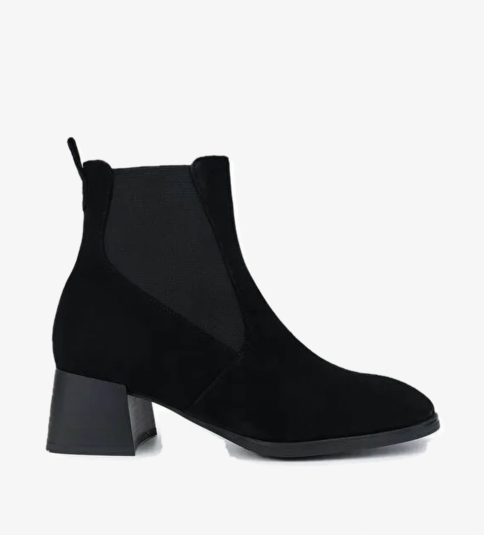 Tamer Tanca Kadın Hakiki Deri Siyah Süet Topuklu Bot - Görsel 1