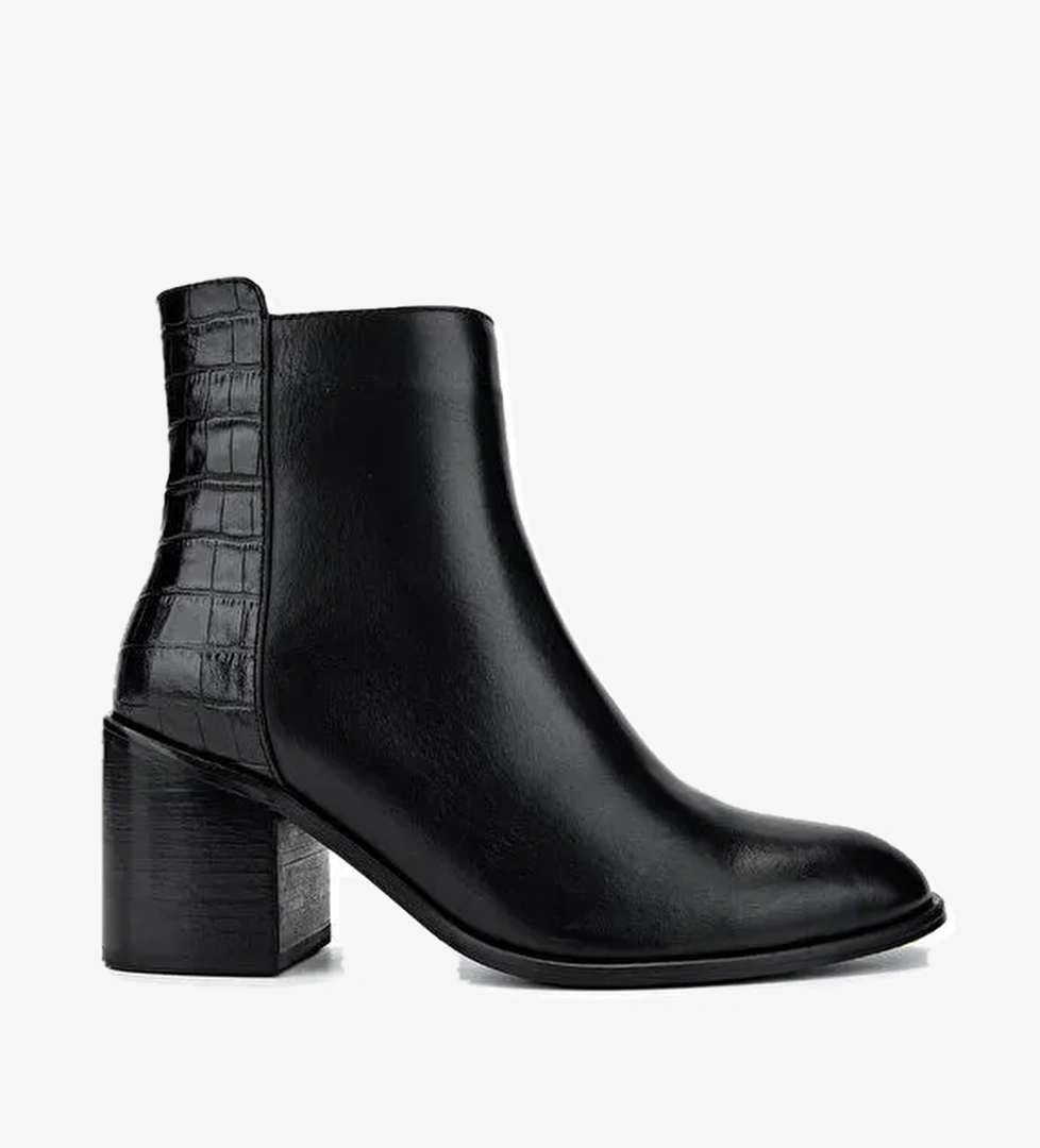 Tamer Tanca Kadın Hakiki Deri Siyah Topuklu Bot - Görsel 1