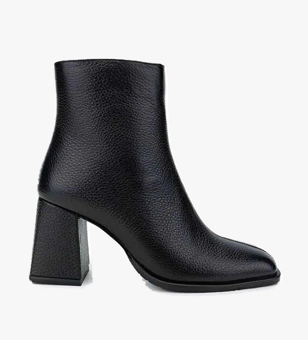 Tamer Tanca Kadın Hakiki Deri Siyah Floter Topuklu Bot - Görsel 1
