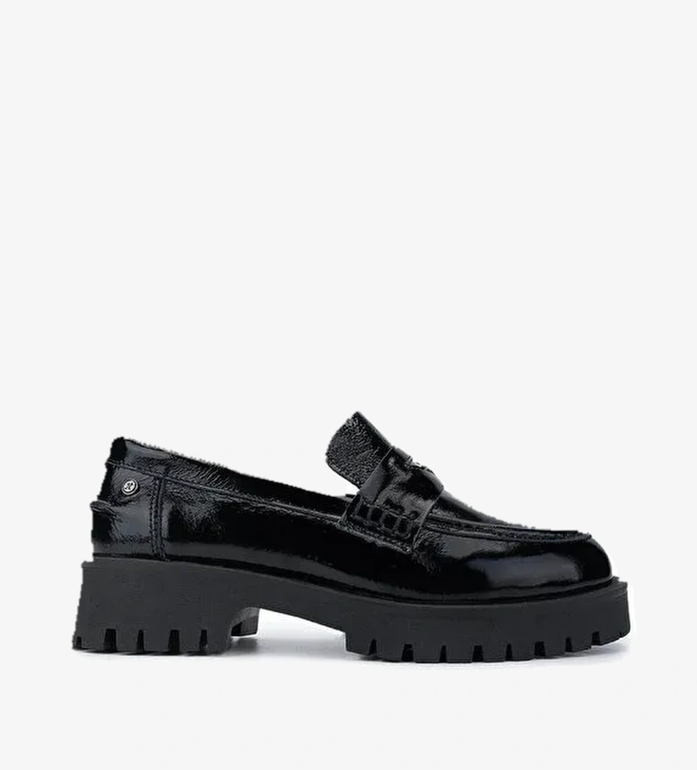 Tamer Tanca Kadın Hakiki Deri Siyah Rugan Loafer Ayakkabı - Görsel 1