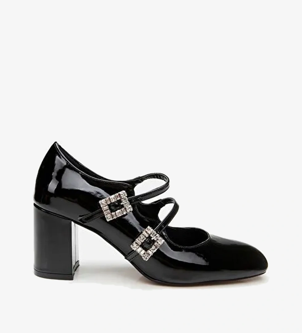 Hotiç Siyah Kadın Rugan Topuklu Ayakkabı 01AYH294960A100 - Görsel 1