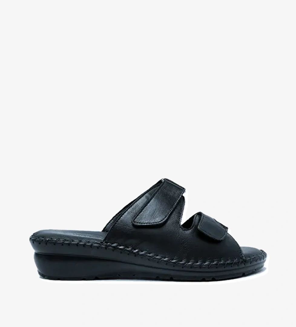 KHM109 Kifidis Knidos Kadın Çift Bantlı Deri Terlik 36-41 - Görsel 1