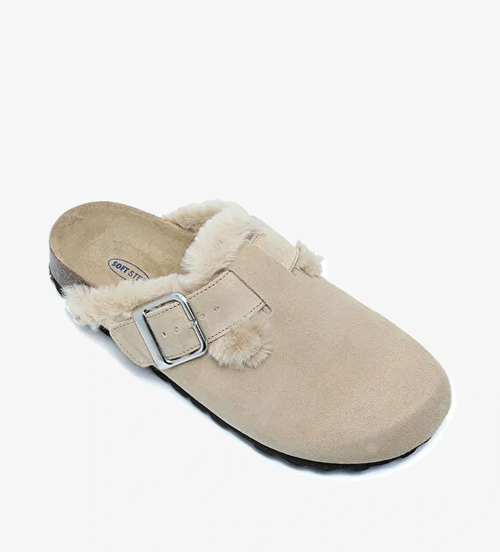 Kifidis Bej Kadın Süet Terlik 10KST1TERK00004 - Görsel 1