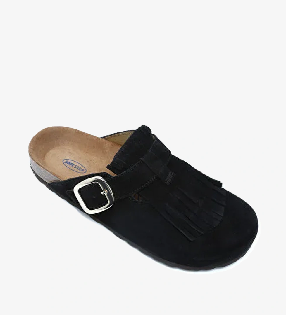 K14742SD Kifidis Soft Step Kadın Süet Deri Sabo Mantar Terlik 36-41 - Görsel 1