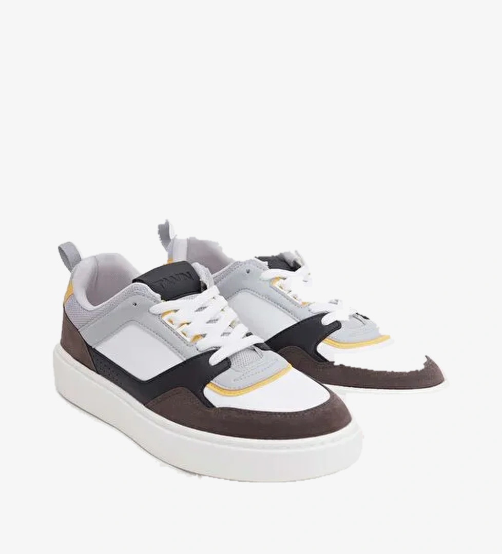 Twn Beyaz Kalın Beyaz Tabanlı Bağcıklı Sneaker Ayakkabi - Görsel 1