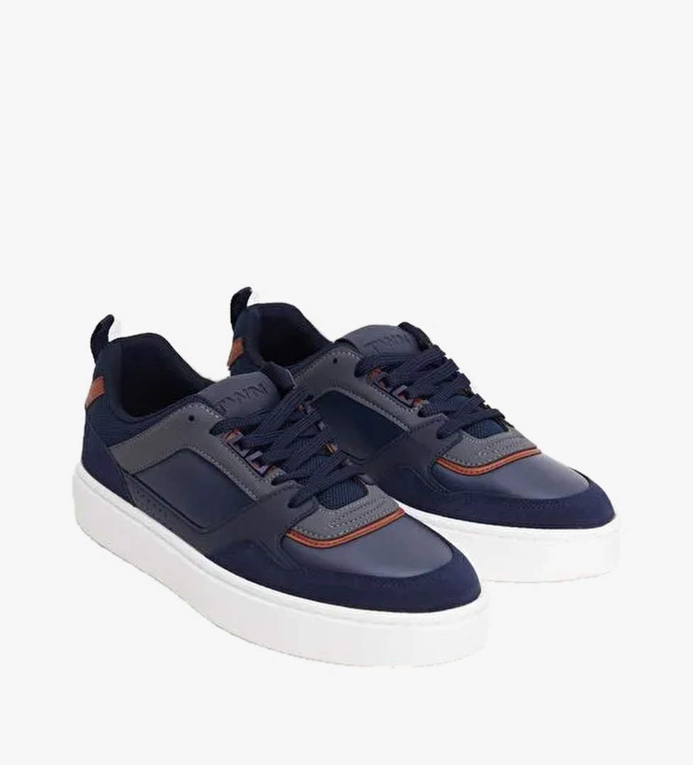 Twn Lacivert Kalın Beyaz Tabanlı Bağcıklı Sneaker Ayakkabi - Görsel 1