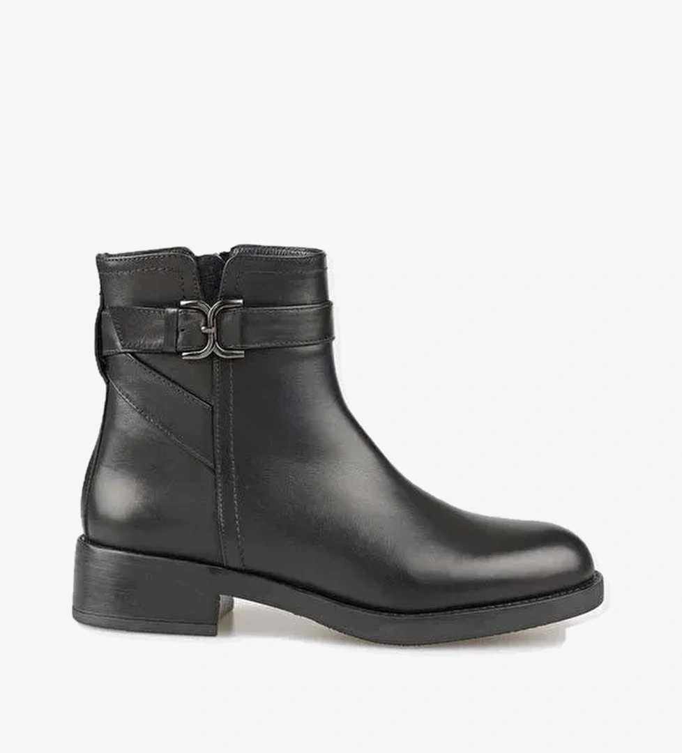 Siyah Deri Kadın Günlük Bot - Görsel 1