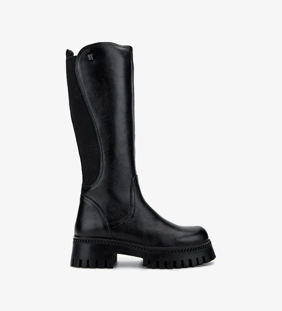 Valmenti Kadın Hakiki Deri Siyah Floter Casual Çizme - Görsel 1