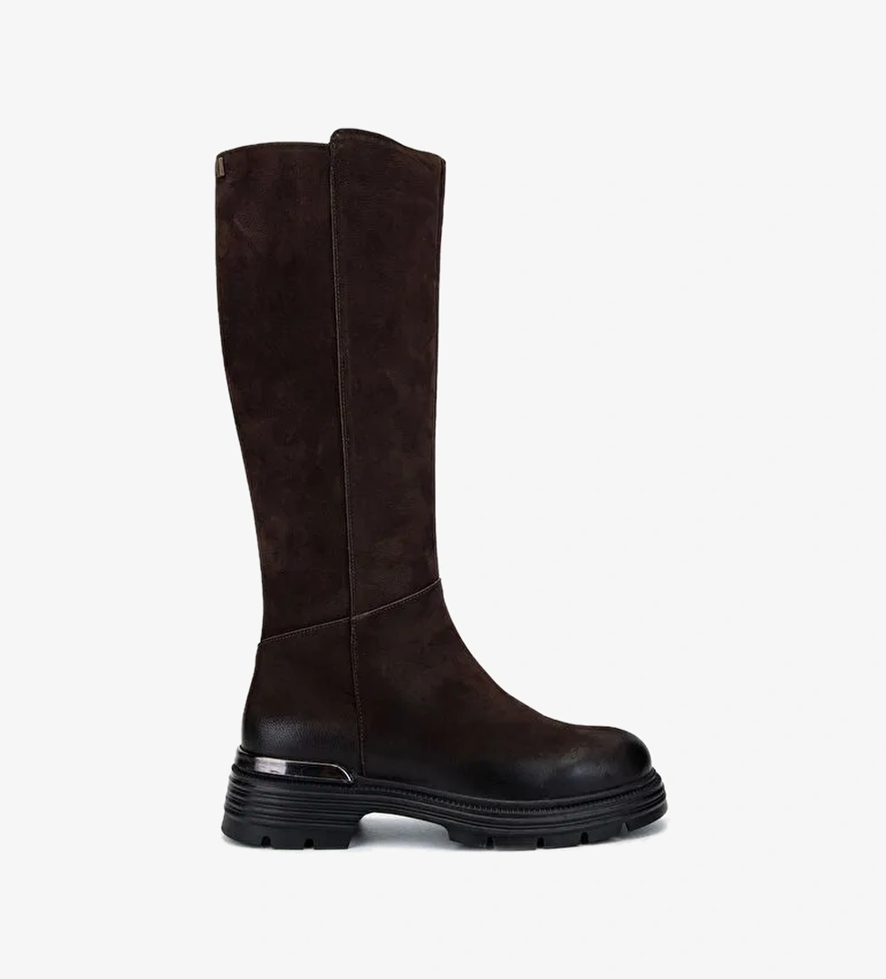 Valmenti Kadın Hakiki Deri Kahverengi Nubuk Casual Çizme - Görsel 1