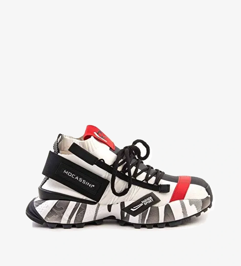 Mocassini Siyah-Beyaz Erkek Deri Sneaker 212MCE792 490 - Görsel 1