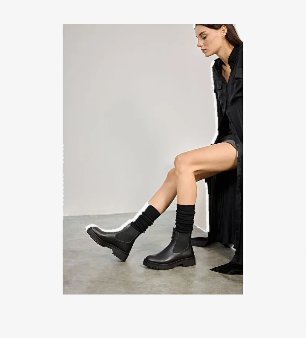 Ziya, Kadın Hakiki Deri Bot 143359Z310 Siyah - Görsel 1