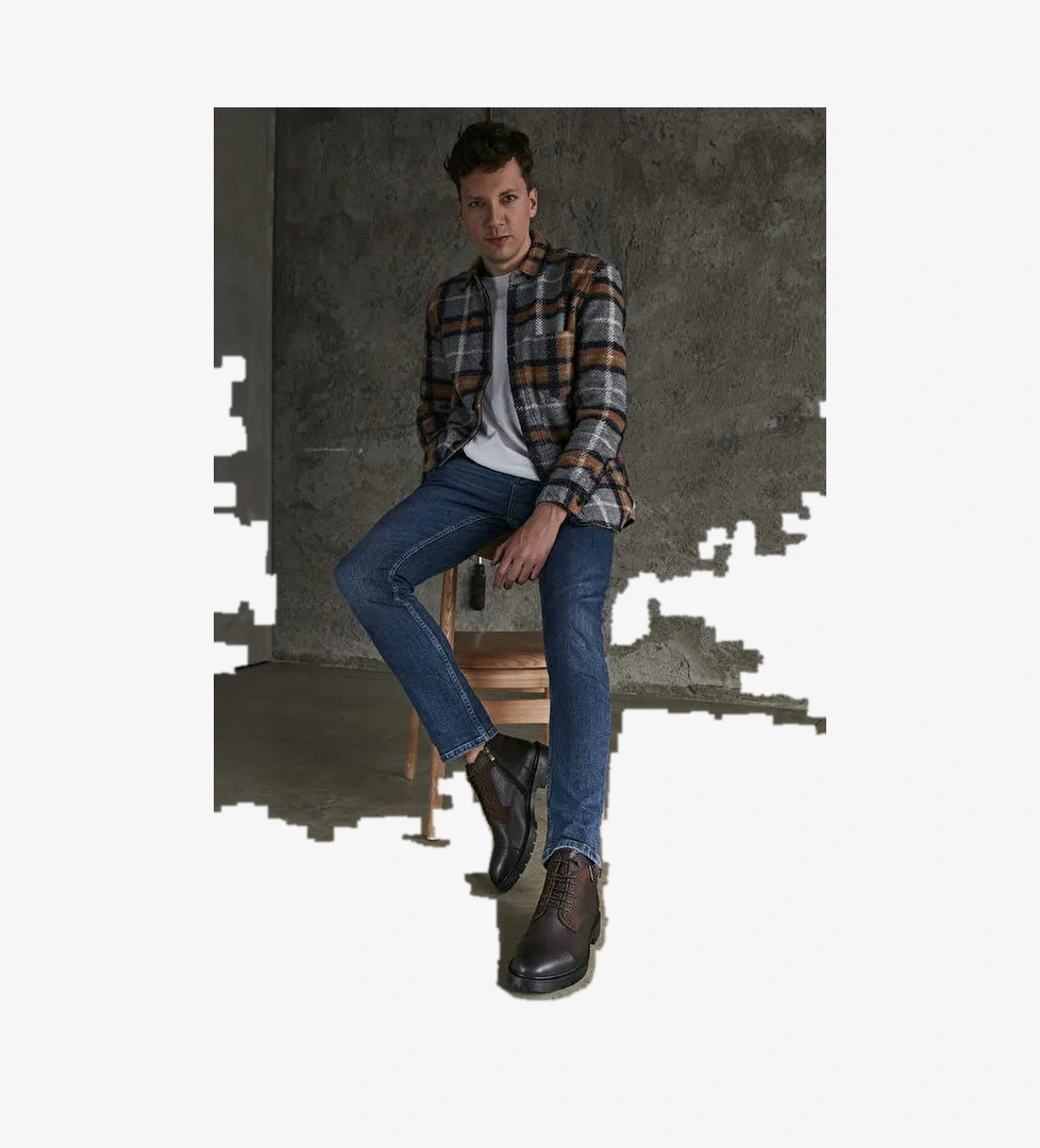 Ziya, Erkek Hakiki Deri Bot 143447Z306 Kahve - Görsel 1