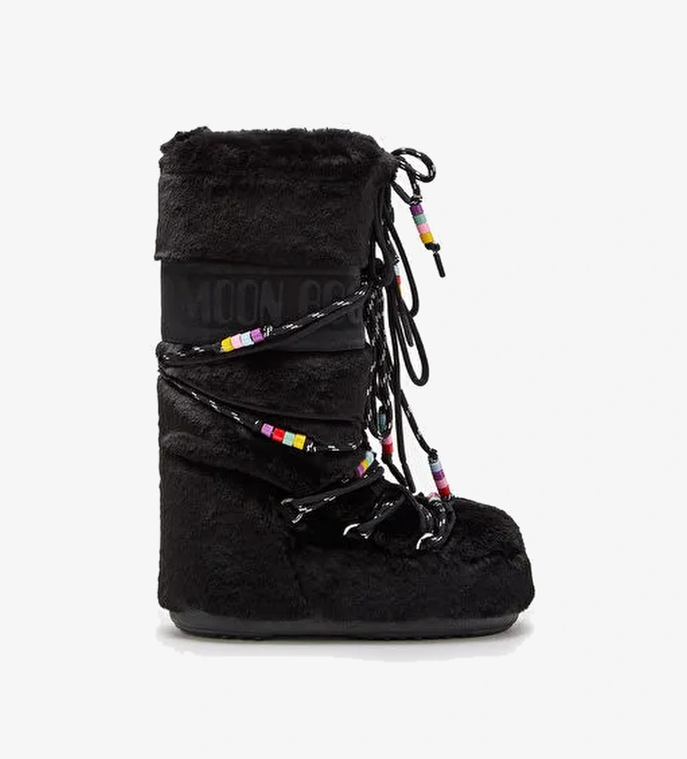 Kadın Bot (Kar) 80D1408990-N001 Moon Boot Icon Faux Fur Beads Black - Görsel 1