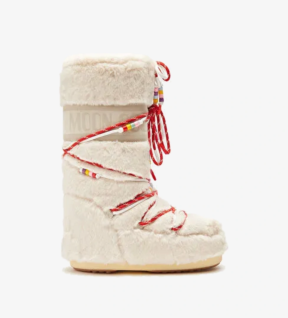 Kadın Bot (Kar) 80D1408990-L002 Moon Boot Icon Faux Fur Beads Cream - Görsel 1