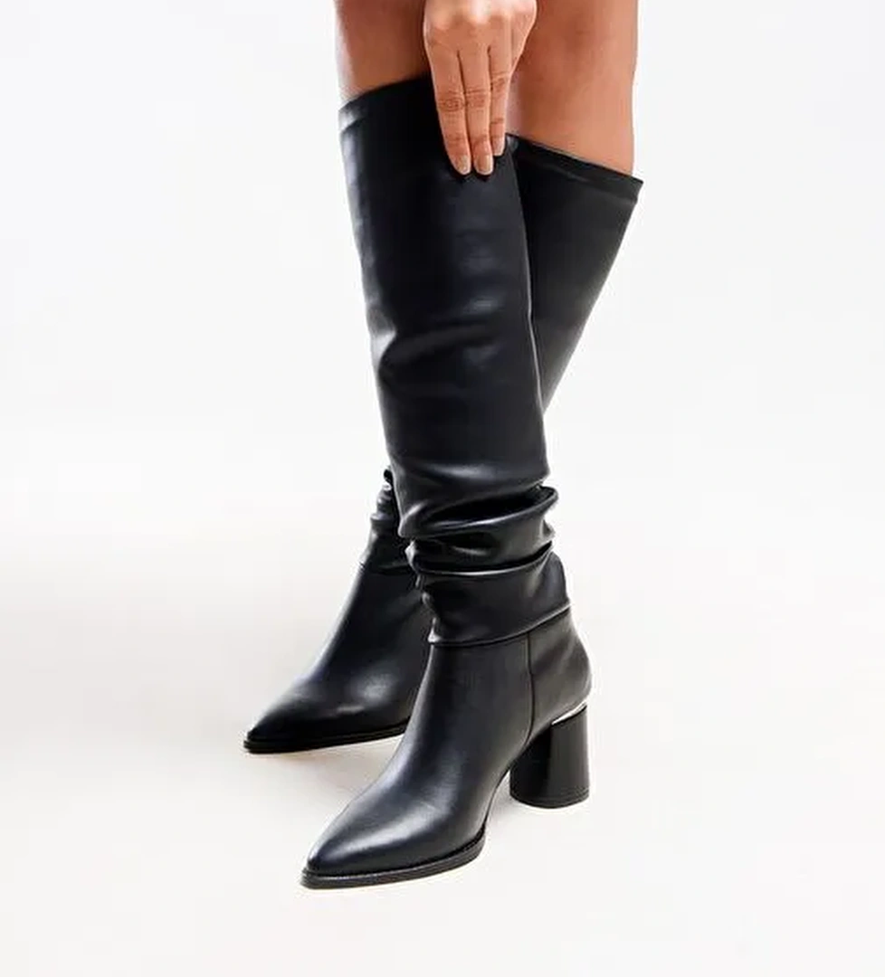 120 SİYAH CİLT KADIN ÇİZME - Görsel 1