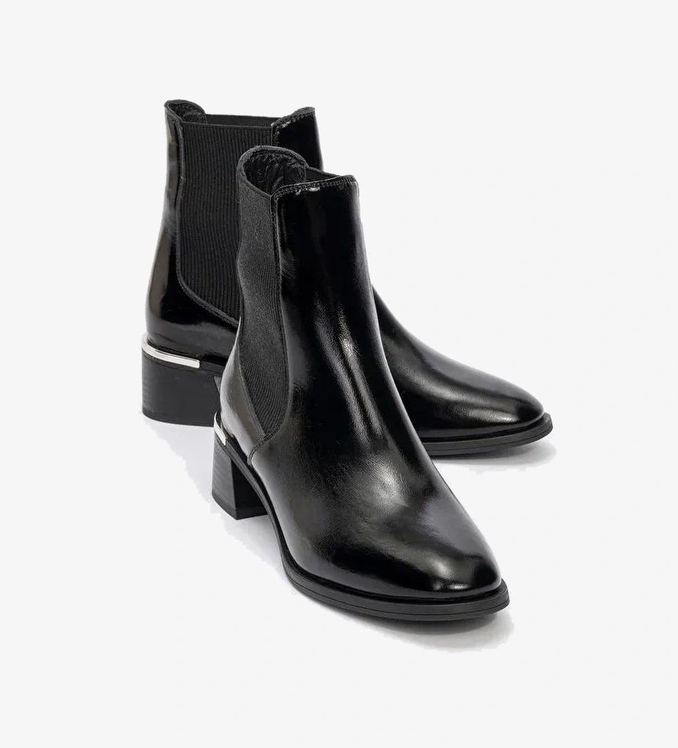 NEİVA Siyah Rugan Hakiki Deri Kadın Chelsea Bot - Görsel 1
