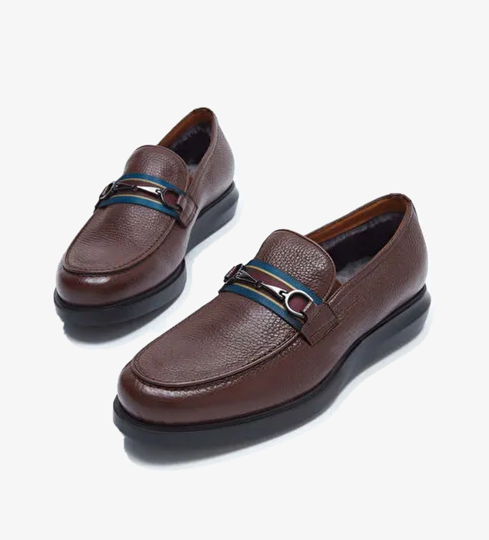 ROSSI Erkek Hakiki Deri Kahve Loafer Ayakkabı - Görsel 1