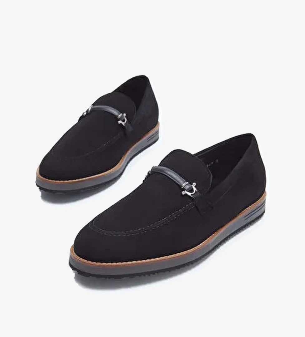 Mario Bruni Erkek Hakiki Deri Siyah Loafer Ayakkabı - Görsel 1