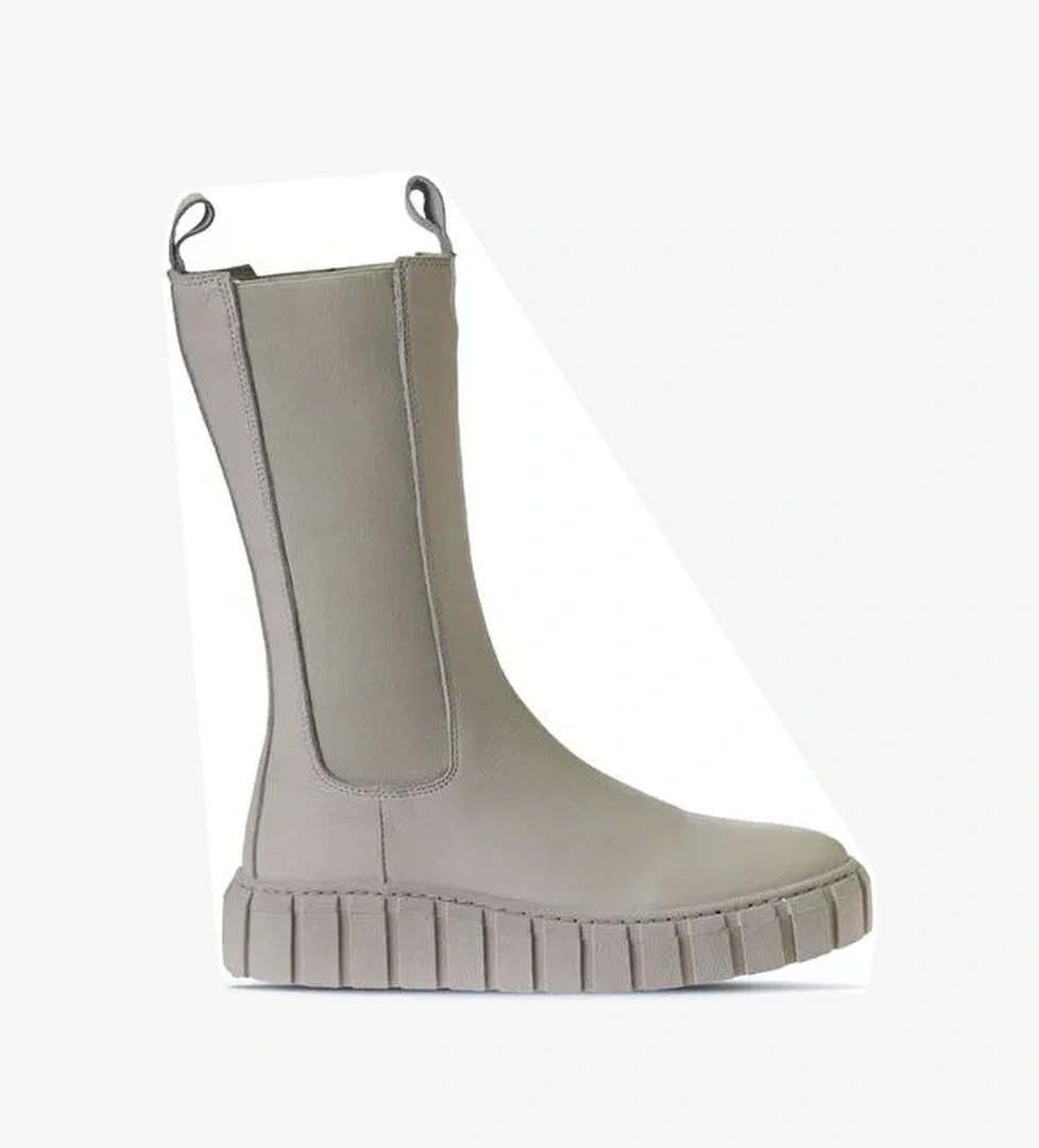 Bueno Shoes Bej Deri Kadın Dolgu Topuklu Bot 01wt3410 - Görsel 1