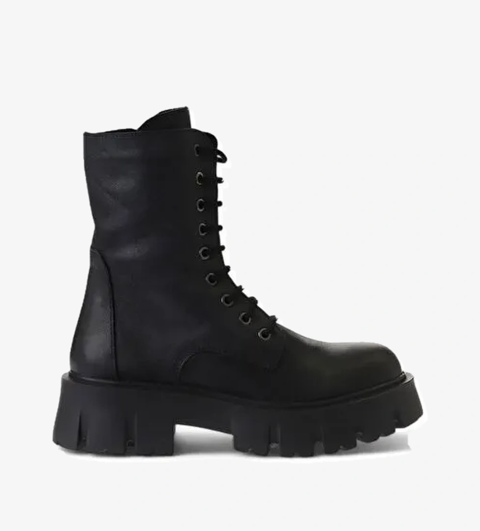 Bueno Shoes Siyah Deri Kadın Dolgu Topuklu Bot 01wv4601 - Görsel 1