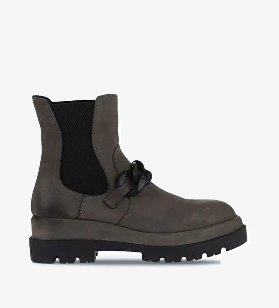 Bueno Shoes Gri Koyu Nubuk Kadın Topuklu Bot 01wv2910 - Görsel 1