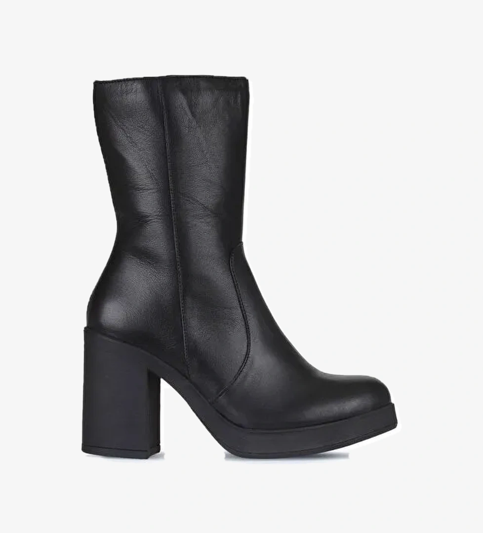 Bueno Shoes Siyah Deri Kadın Topuklu Bot 01wz3203 - Görsel 1