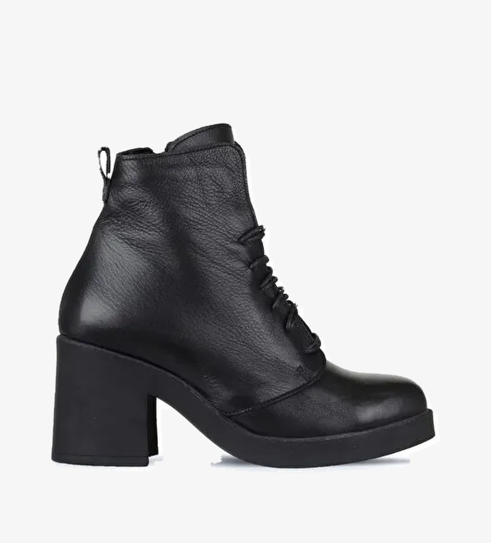 Bueno Shoes Siyah Deri Kadın Topuklu Bot 01wz7107 - Görsel 1