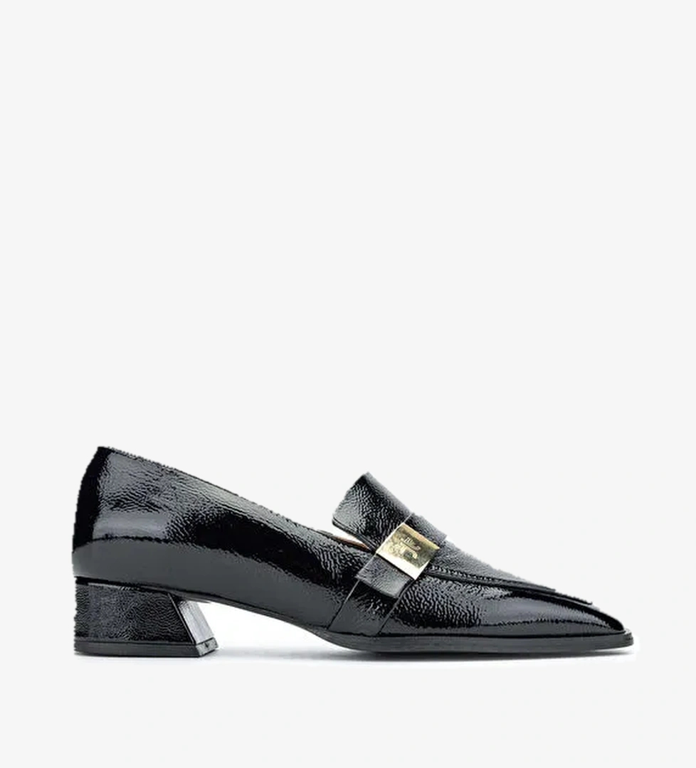 Relax Anatomic Kadın Hakiki Deri Siyah Rugan Comfort Ayakkabı - Görsel 1