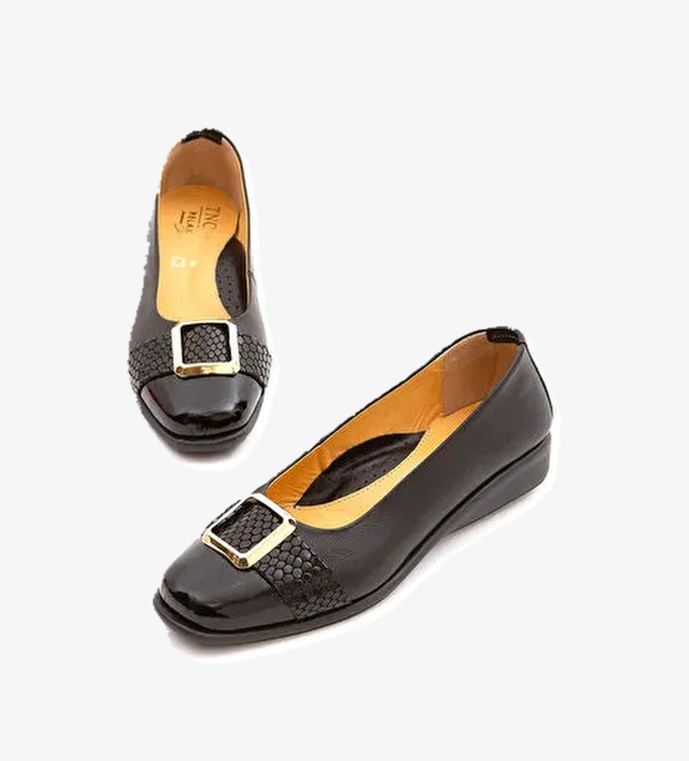 Relax Anatomic Siyah Kadın Deri Topuklu Ayakkabı 611 E2601-3651 BYN AYK Y22 - Görsel 1