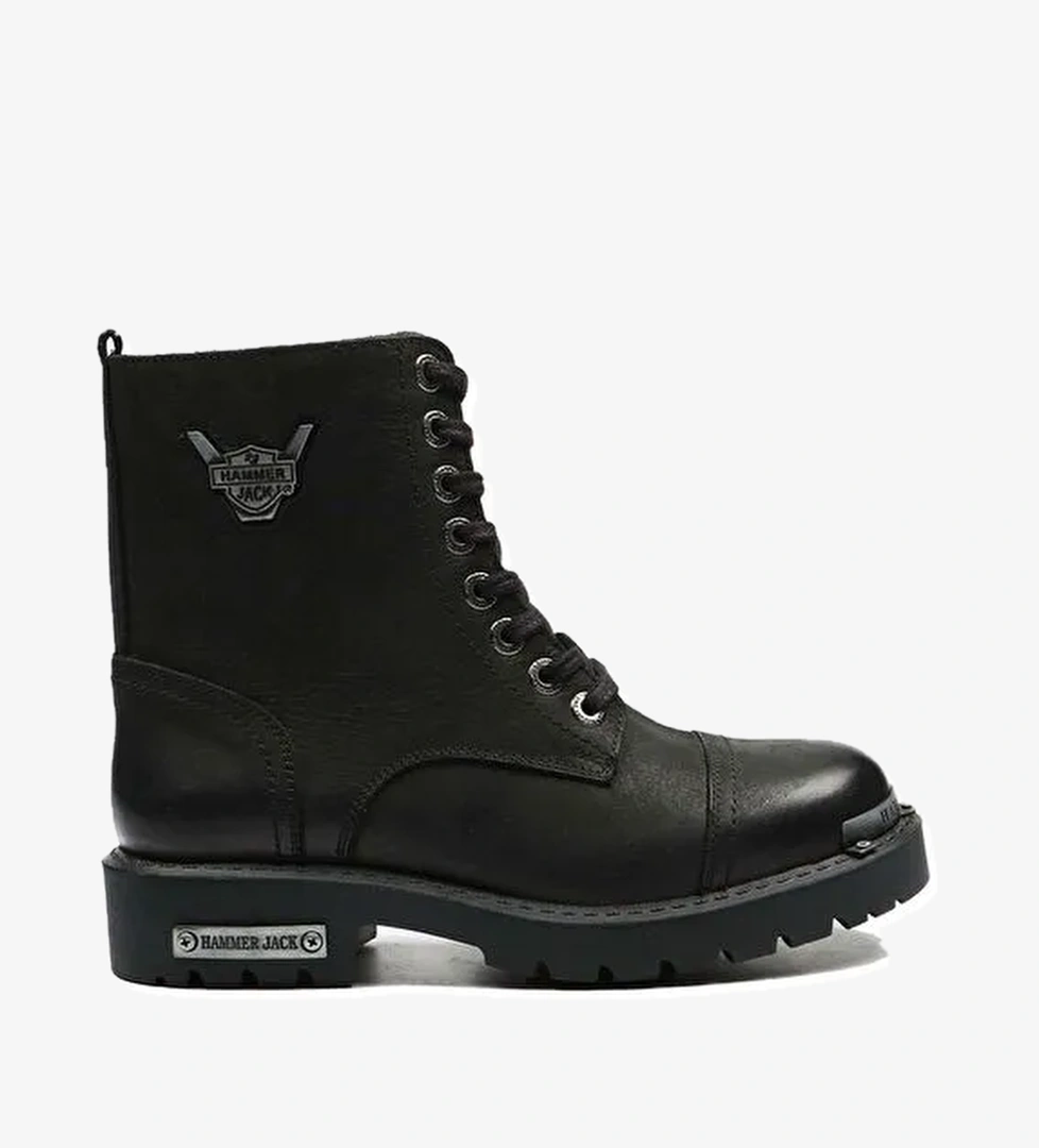 Hammer Jack Hakiki Deri Siyah Yıkama Nubuk Kadın Bot - Görsel 1