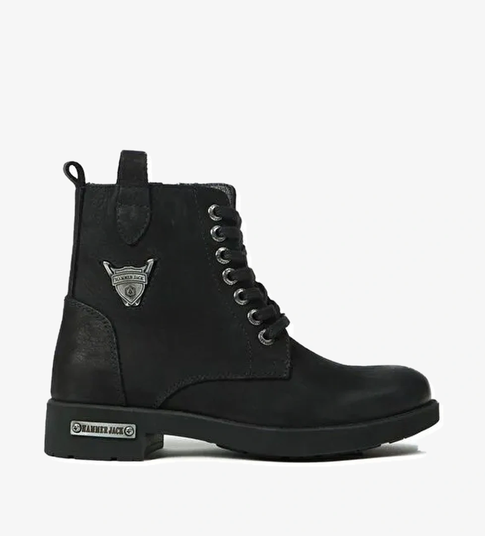 Hammer Jack Hakiki Deri Siyah Nubuk Kadın Bot - Görsel 1