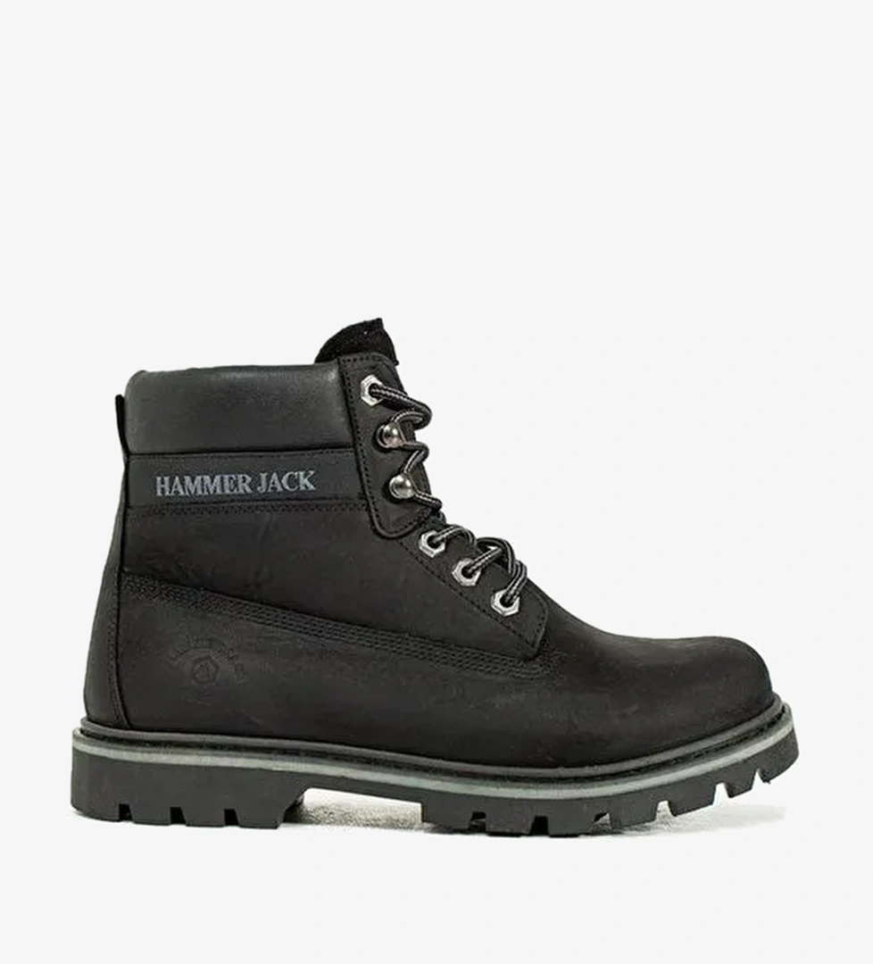 Hammer Jack Hakiki Deri Siyah Nubuk Erkek Bot - Görsel 1