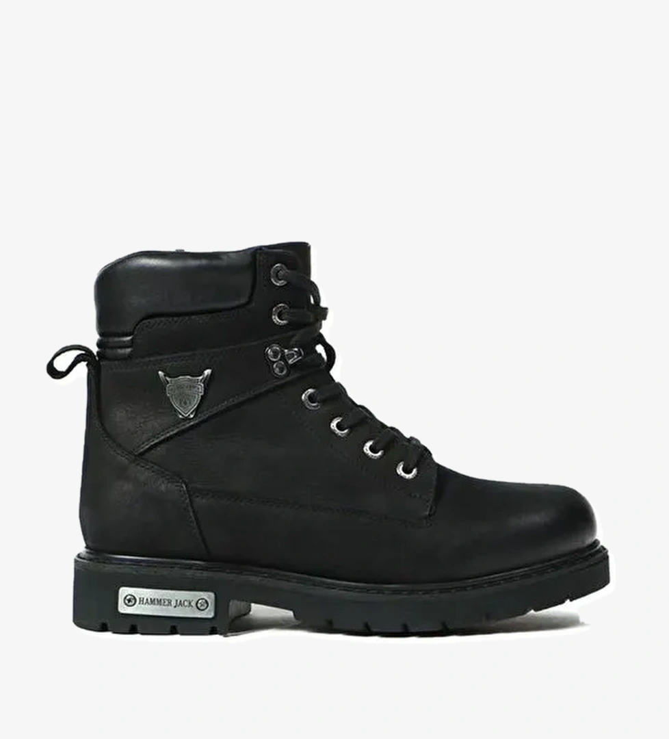 Hammer Jack Hakiki Deri Siyah Nubuk Erkek Bot - Görsel 1