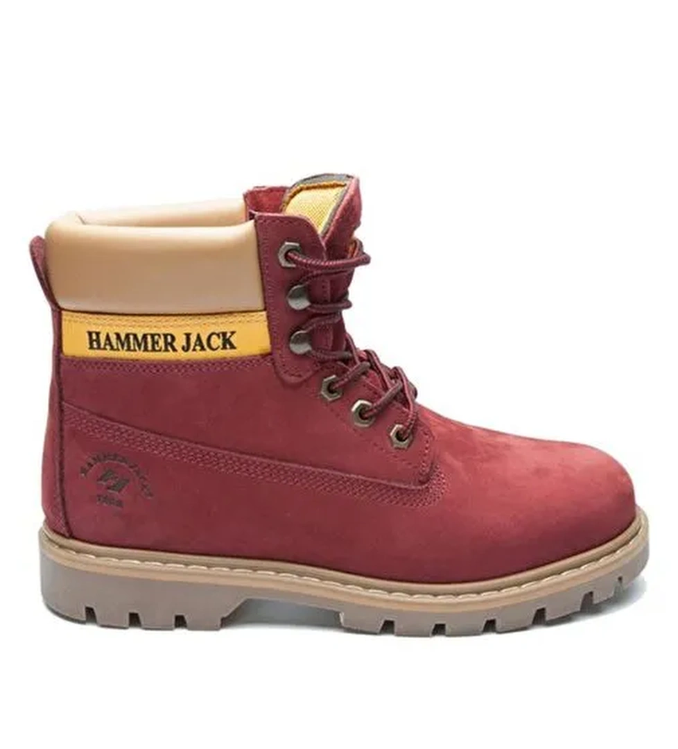 Hammer Jack Hakiki Deri Bordo Nubuk Erkek Bot - Görsel 1