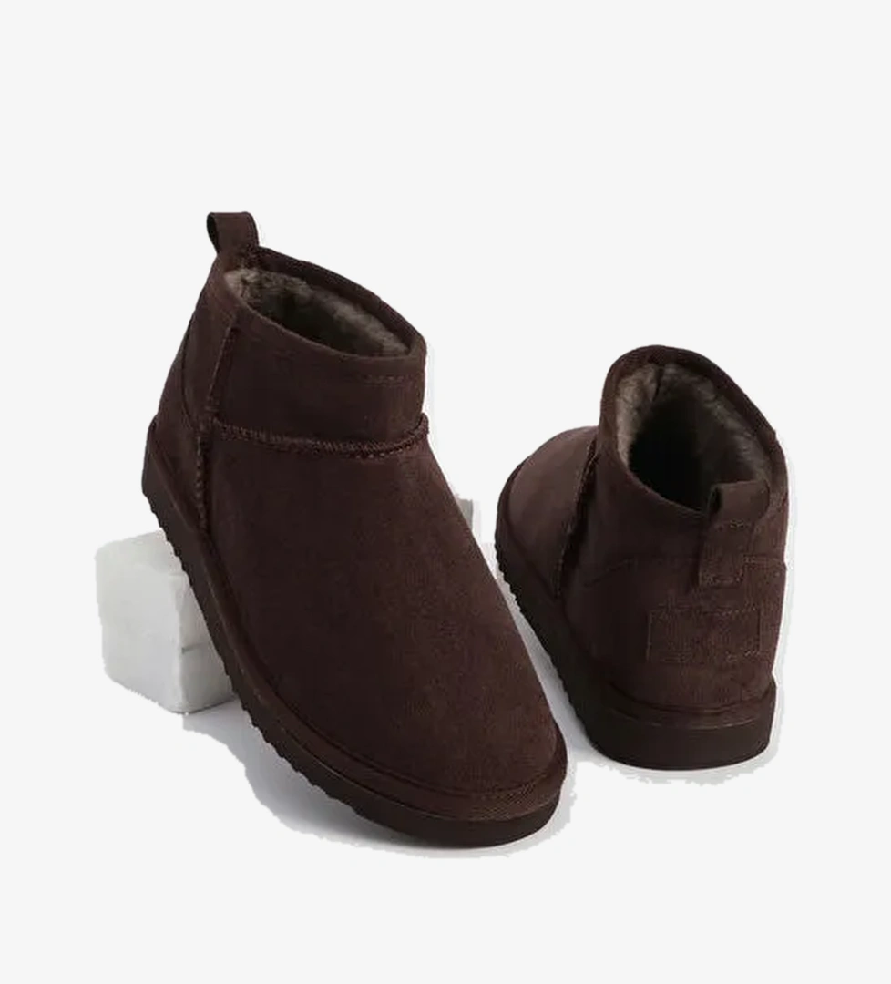 Kadın İçi Kürklü Günlük Bot Pasep Kahve Süet - Görsel 1