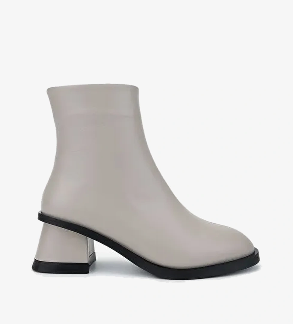 Valmenti Kadın Hakiki Deri Bej Rugan Topuklu Bot - Görsel 1