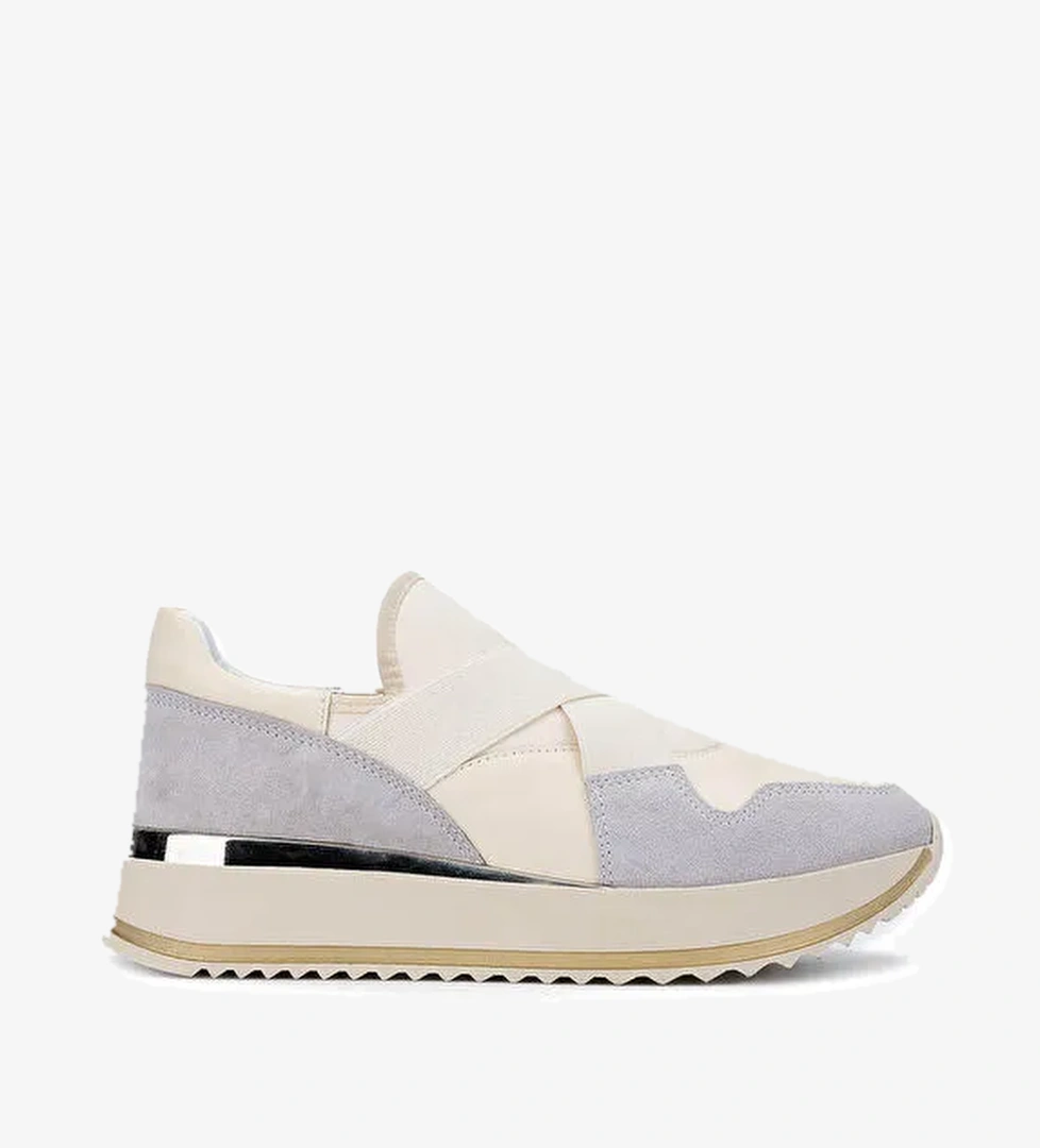 Tamer Tanca Bej-Gri Kadın Deri Sneaker 923 TCSR-072-1 BN AYK SK24-25 - Görsel 1