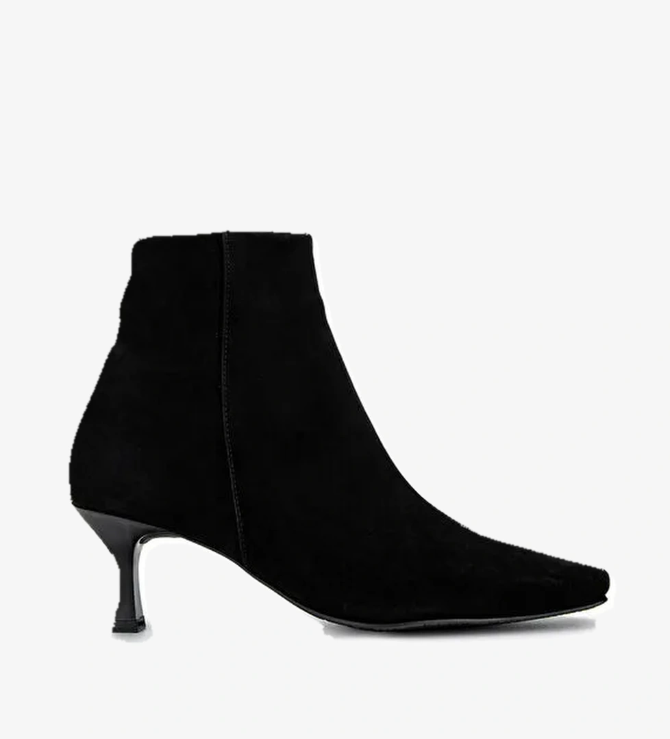 Tamer Tanca Kadın Hakiki Deri Siyah Süet Topuklu Bot - Görsel 1