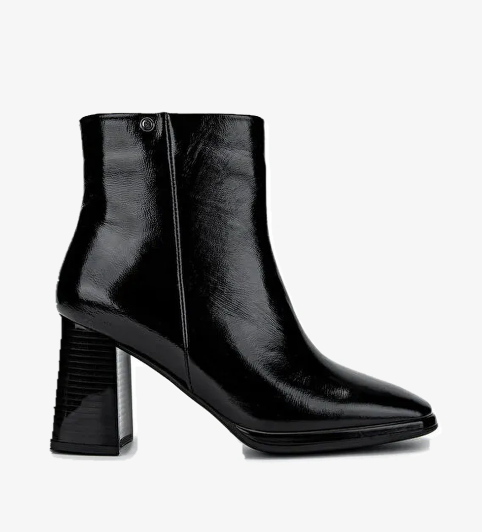 Tamer Tanca Kadın Hakiki Deri Siyah Rugan Topuklu Bot - Görsel 1
