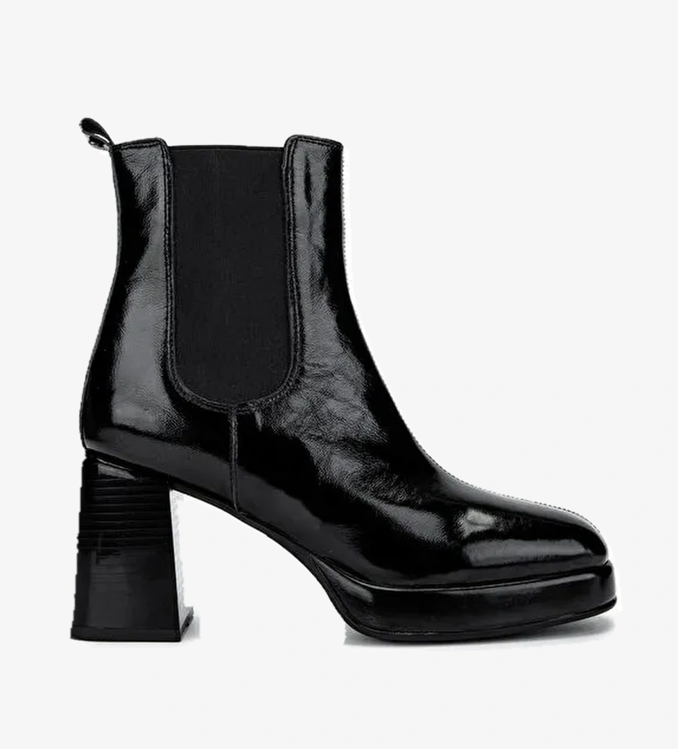 Tamer Tanca Kadın Hakiki Deri Siyah Rugan Topuklu Bot - Görsel 1