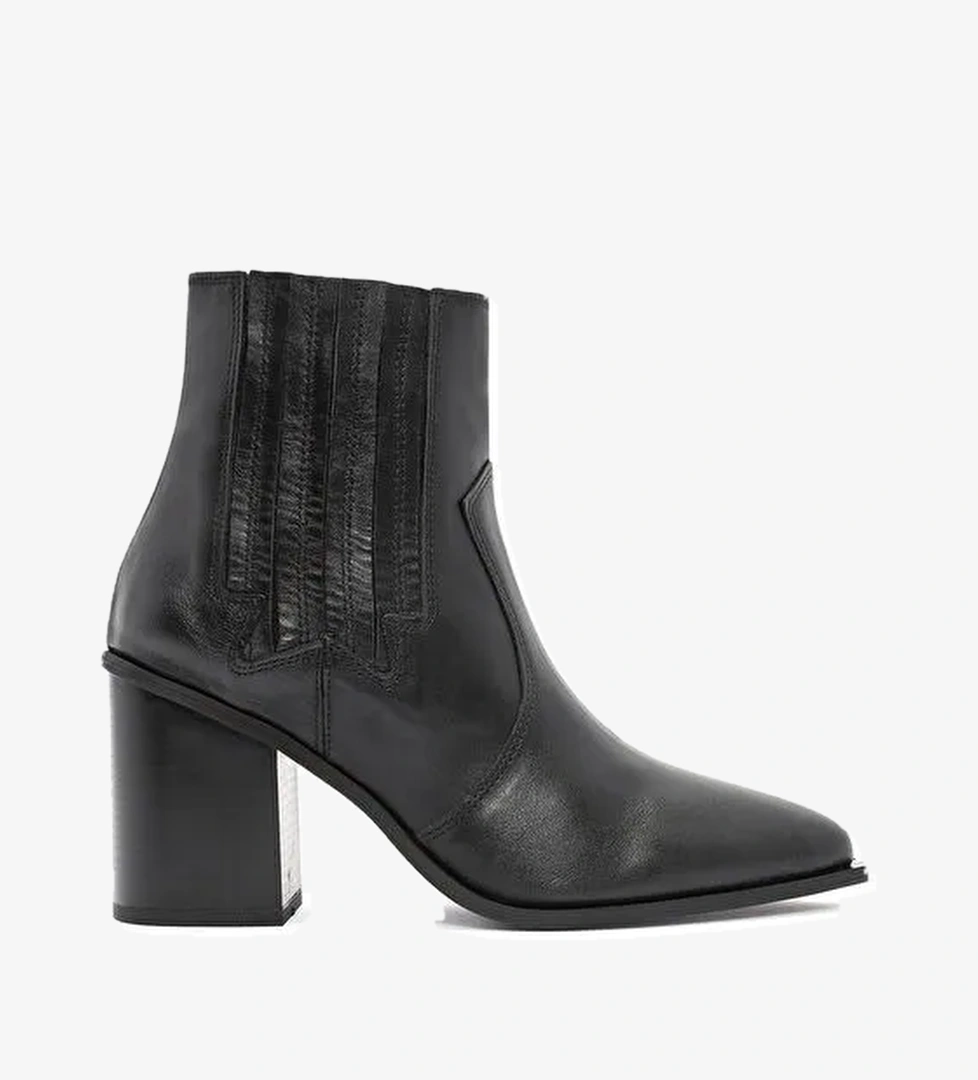 Kadın Siyah Deri Kovboy Bot 24WFD161218 - Görsel 1