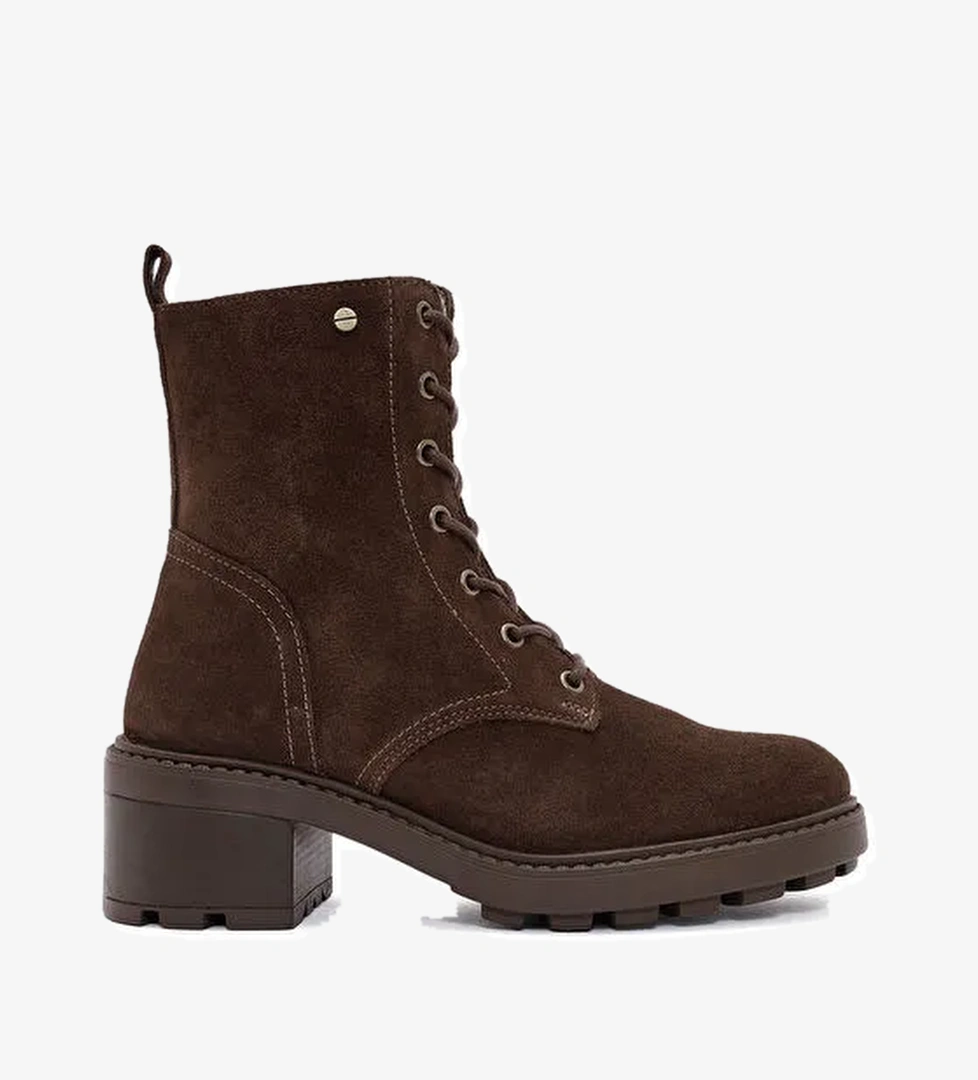 Kadın Kahverengi Fermuarlı Kalın Topuklu Nubuk Deri Bot 24WFD2375V3 - Görsel 1